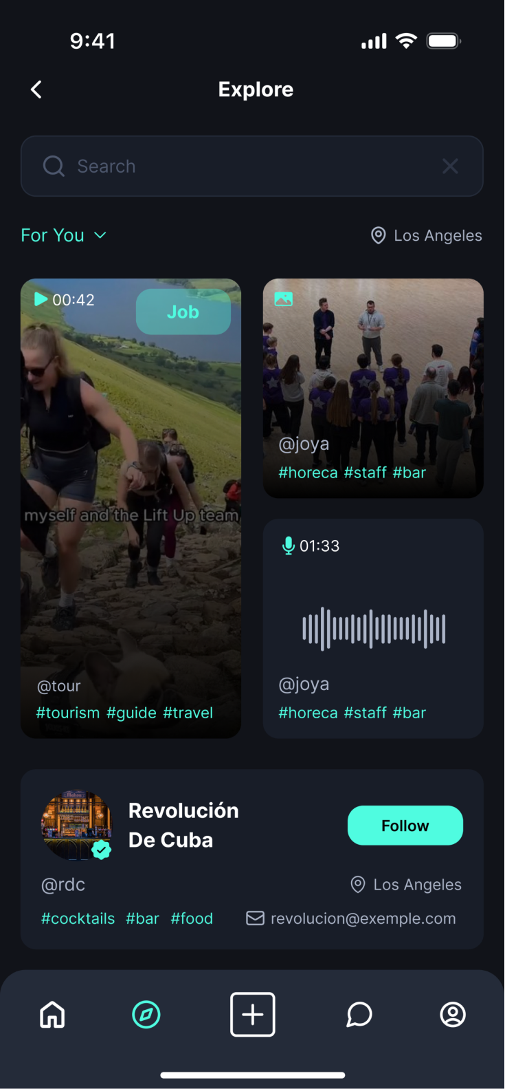 hiyrd Explore screen
